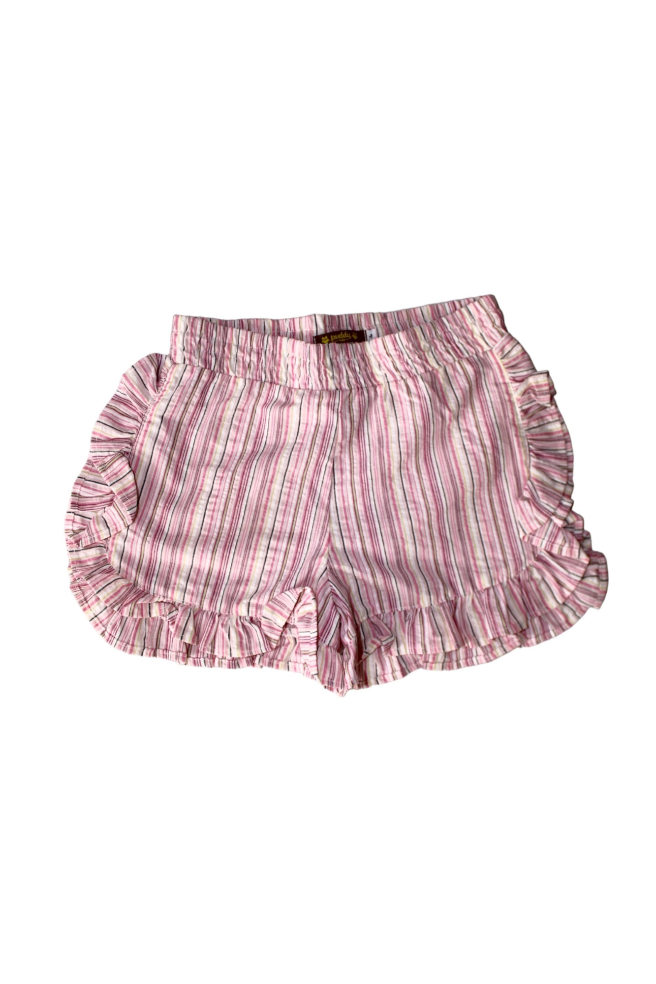 Short babado listra rosa - Frente